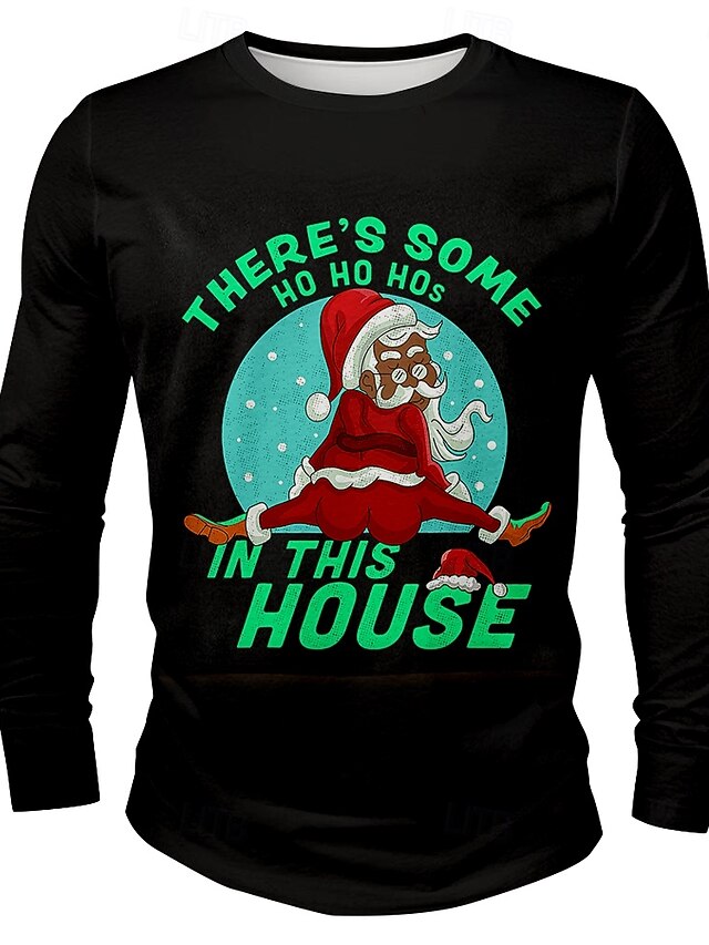 Christmas Men's Funny Christmas 3D Tshirts Santa Claus Cartoon Funny