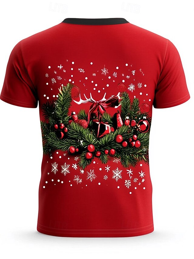 Christmas Tree Snowflake Fashion Casual Men's 3D Print T shirt Tee