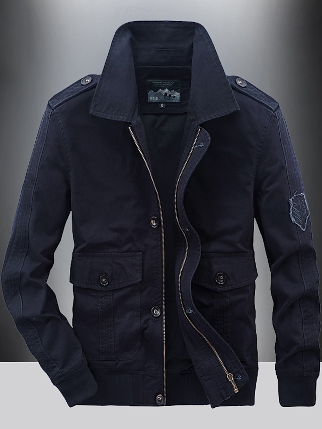  Miesten Cargo takki Siirtymätakki Bile Kulutuksen kestävä Tasku Kaikki vuodenajat Tavallinen Klassinen Kauluskäänne Normaali Laivaston sininen Khaki Armeijan vihreä Jackets