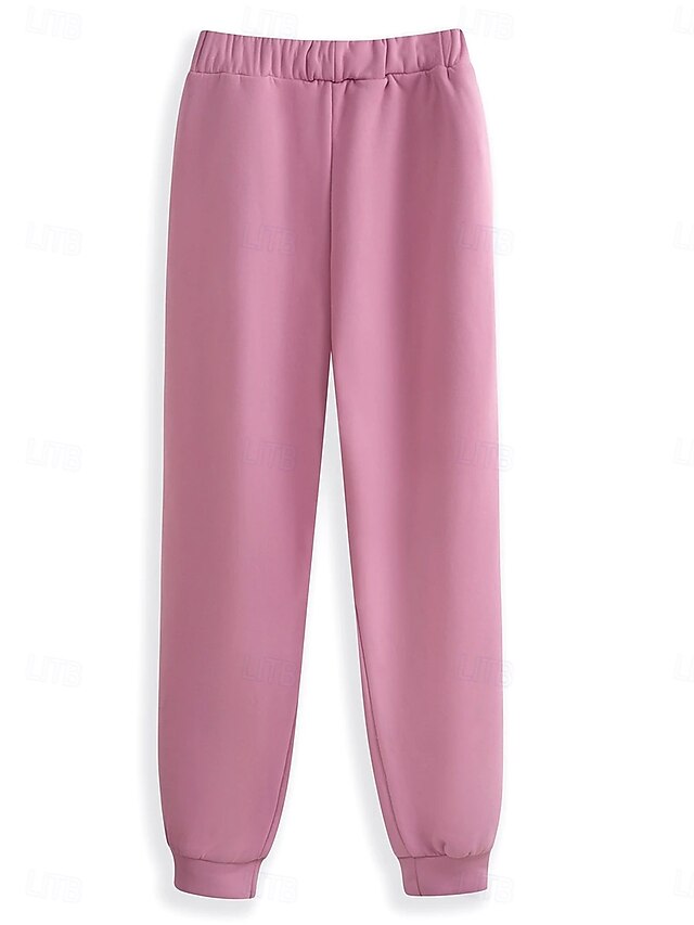 Women's Fluffy Pyjama Set Long Sleeve Top and Pant Text Print Comfort