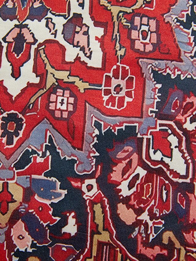 Vintage Floral Print Western Contrast Henley Neck T-shirt main image 1