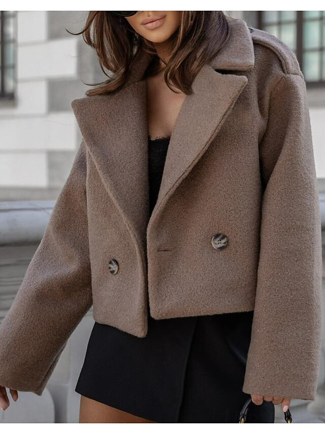  Dames Jas Vakantie nappi Effen Kleur Winddicht Modieus Normale pasvorm bovenkleding Lange mouw Herfst Zwart S