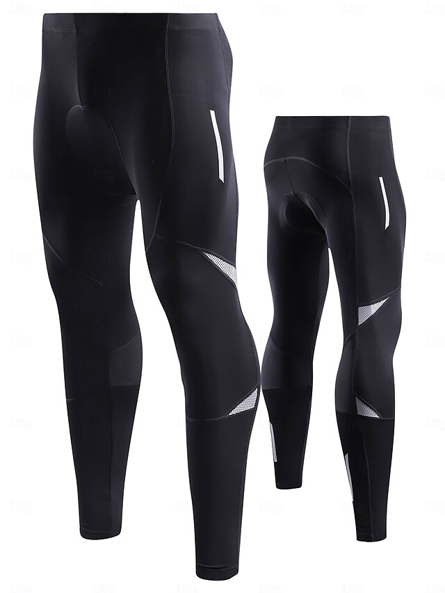  Men's Cycling Tights Cycling Pants Bike Tights Bottoms Race Fit Sports Quick Dry Reflective Strips Stretchy Sweat-Wicking Black Blue Clothing Apparel Bike Wear