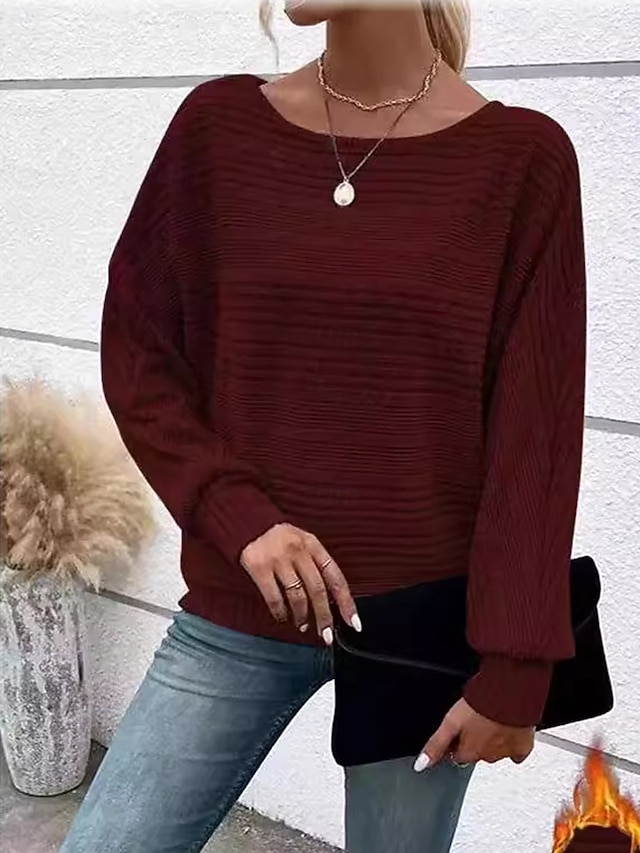  kvinners tunika elegant stilig flaggermus-erm langermet vanlige topper båthalsarbeid rød blå khaki grå vår høst vinter