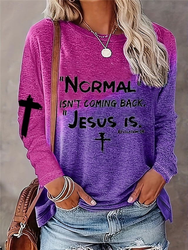  tricou dama imprimeu casual cu maneca lunga topuri obisnuite cu gat de zi cu zi roz violet gri primavara toamna
