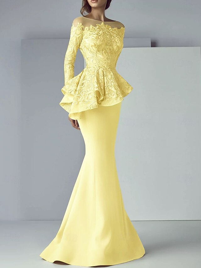 Elegant Mermaid Flutter Sleeve Crepe Long Mother of the Brides and Groom Dresses main image 1