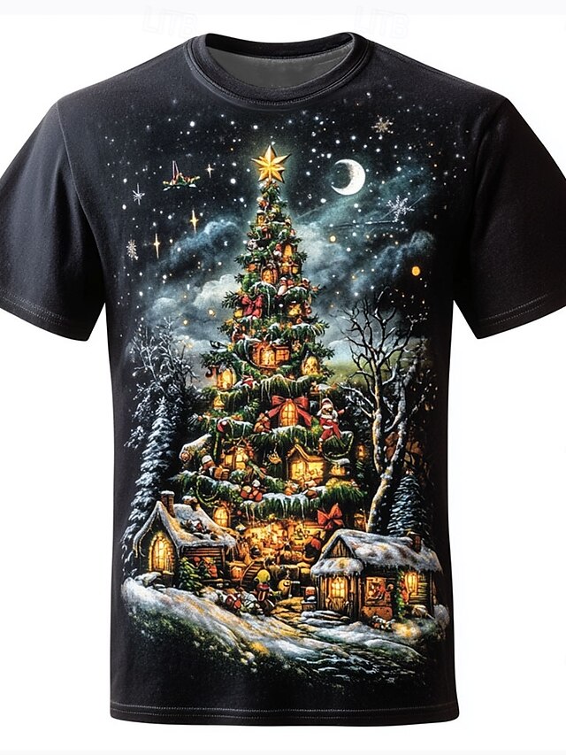 Santa Claus Retro Vintage Casual Street Style Men's 3D Print T shirt