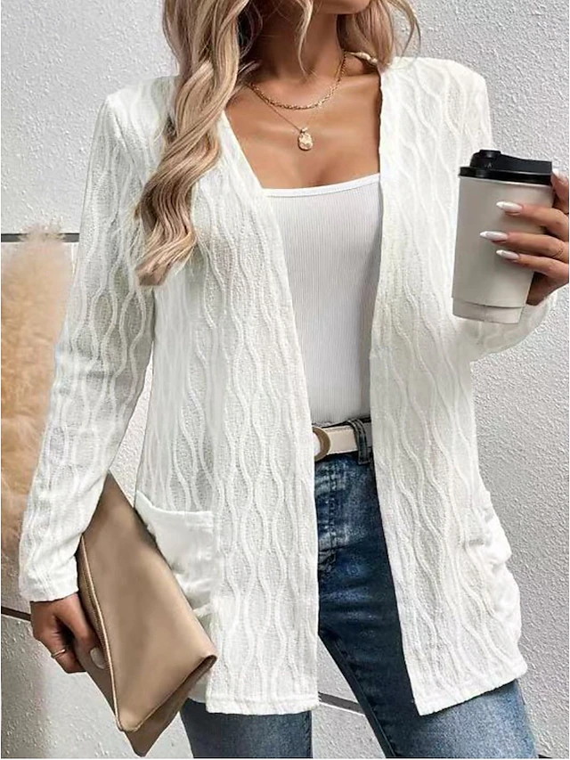 Women's Tunic Dressy Tops Elegant Daily Lace Long Sleeve V Neck White Spring Fall Winter 5