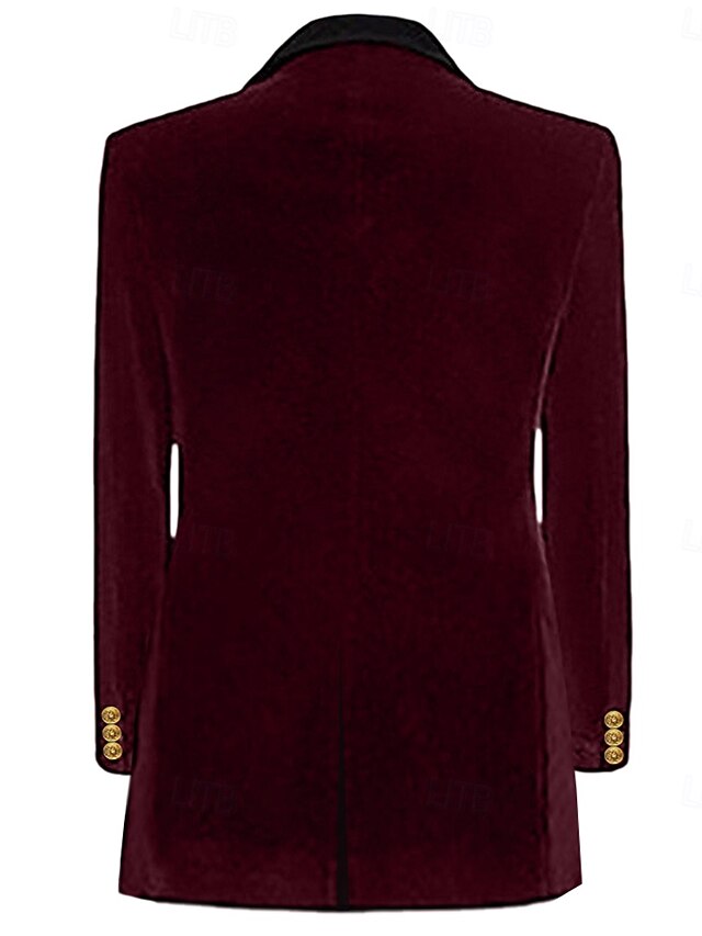 Men's Vintage Party Christmas Velvet Blazer Jacket Patchwork Solid