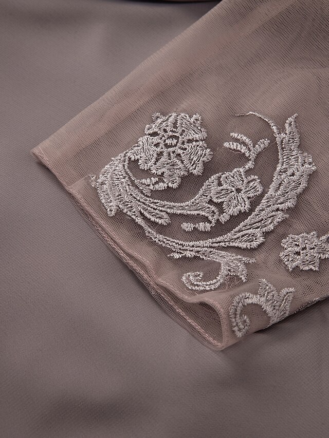 A-Line Vintage Dress Wedding Guest Cocktail Party Tea Length Half Sleeve Jewel Neck Fall Wedding Guest Lace with Sash / Ribbon Appliques