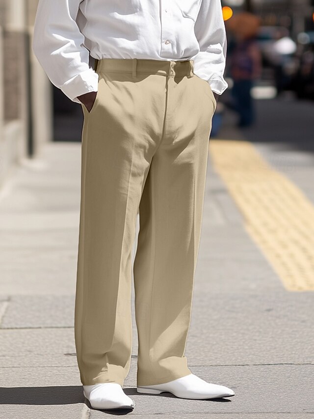 Men's Dress Pants Trousers Suit Pants Button Front Pocket Straight Leg