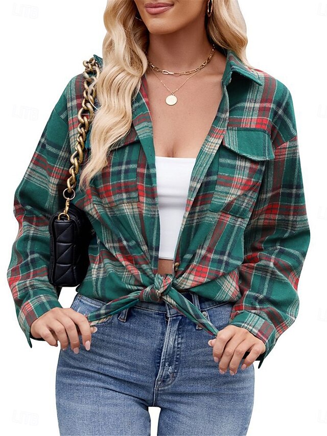  Veste décontractée Femme Extérieur Plein Air Usage quotidien mode Décontractées Avec poches Imprimer Normal Manteau Rose Claire Rouge Orange Automne Hiver Boutonnage Simple Col rabattu Standard S M L