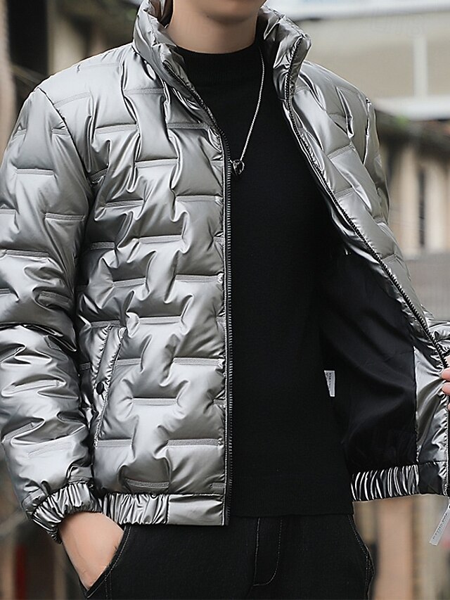 Men's Winter Coat Puffer Jacket Padded Jacket Pocket Polyster Daily