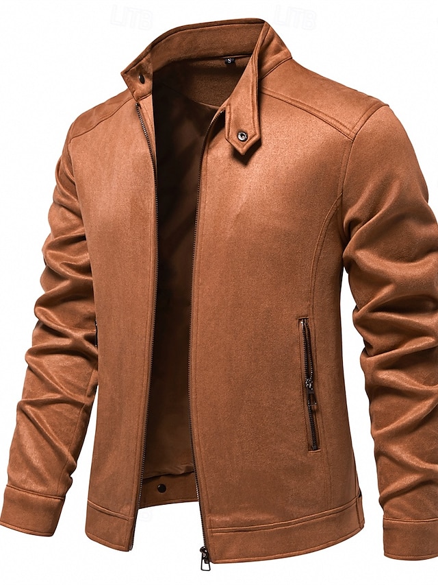  Hombre Chaqueta casual Chaqueta de ante Casual Diario Cortavientos Sexy Otoño invierno Color sólido/liso Casual Sin Cuello Regular Negro Amarillo Verde Trébol Gris Chaquetas
