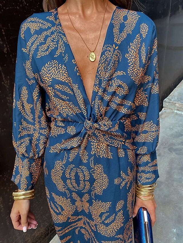 V-Neck Sleeveless Long Graphic Print Dress main image 0