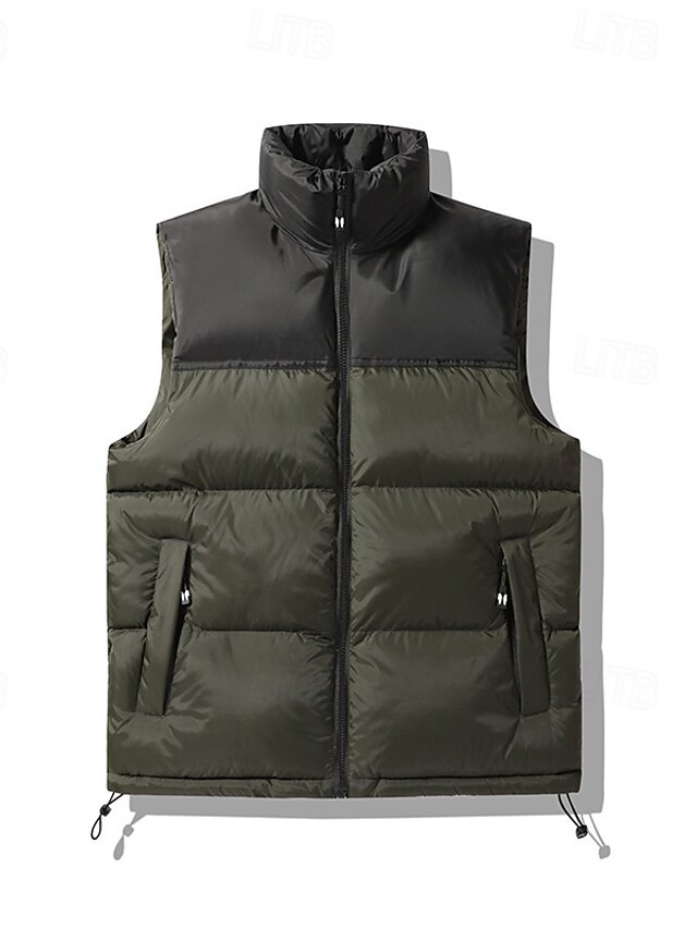  Herren Daunenweste Puffer Weste Weste Täglich Verabredung Urlaub Modisch Brautkleider schlicht Herbst Winter Patchwork Tasche Polyester warm Komfortabel Farbblock Reisverschluss Ständer Regular Fit