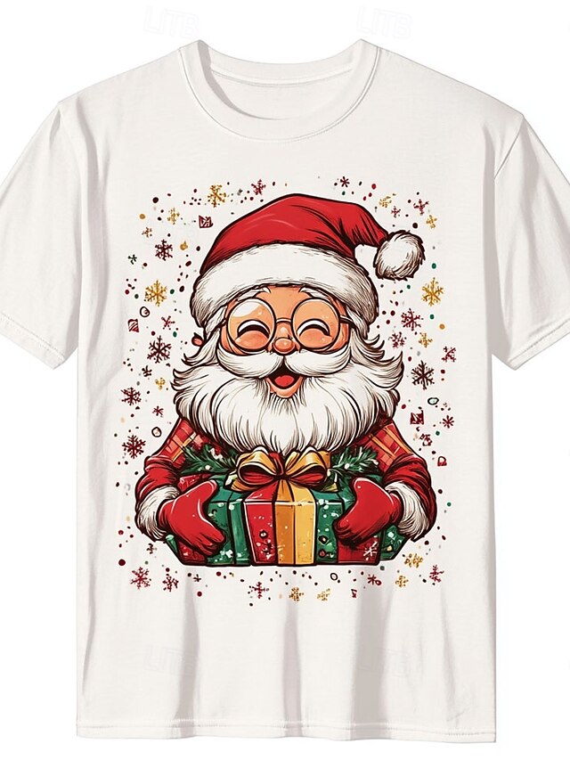 Santa Claus Retro Vintage Casual Street Style Men's 3D Print T shirt