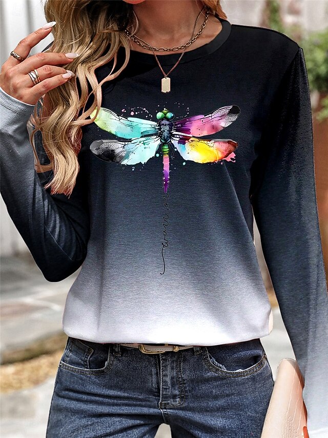 Women's 100% Cotton T shirt Tee Daily Weekend Casual Navy Blue Fall Winter4