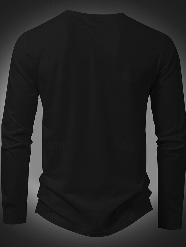 Horror Men's Henley Shirt Party Street Casual T shirt Black Long Sleeve