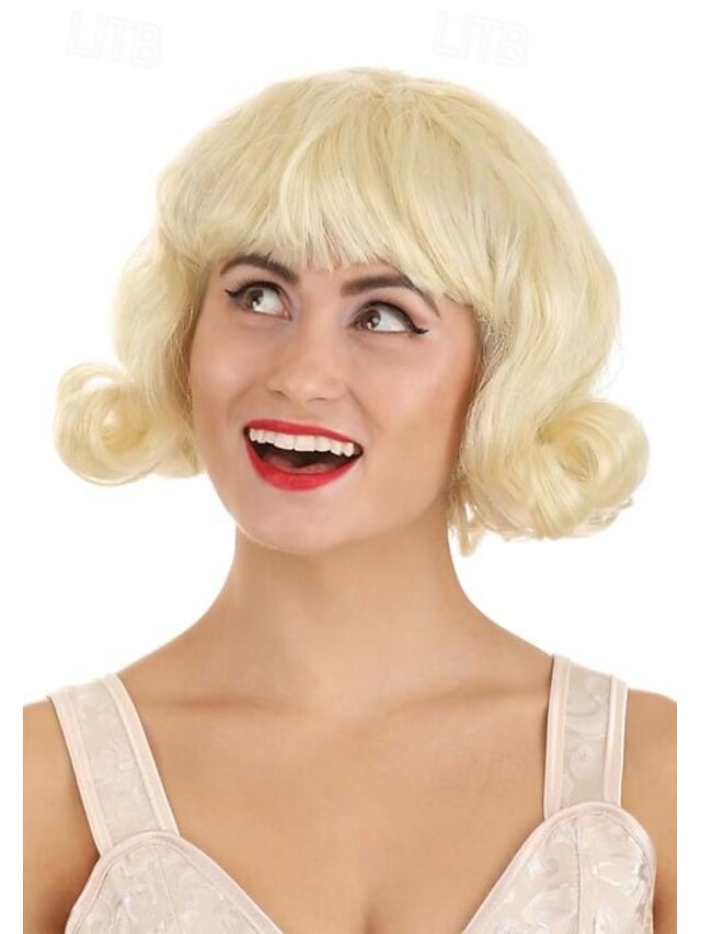 Short Blonde 50s Wig for Women Halloween Cosplay Party Wigs3