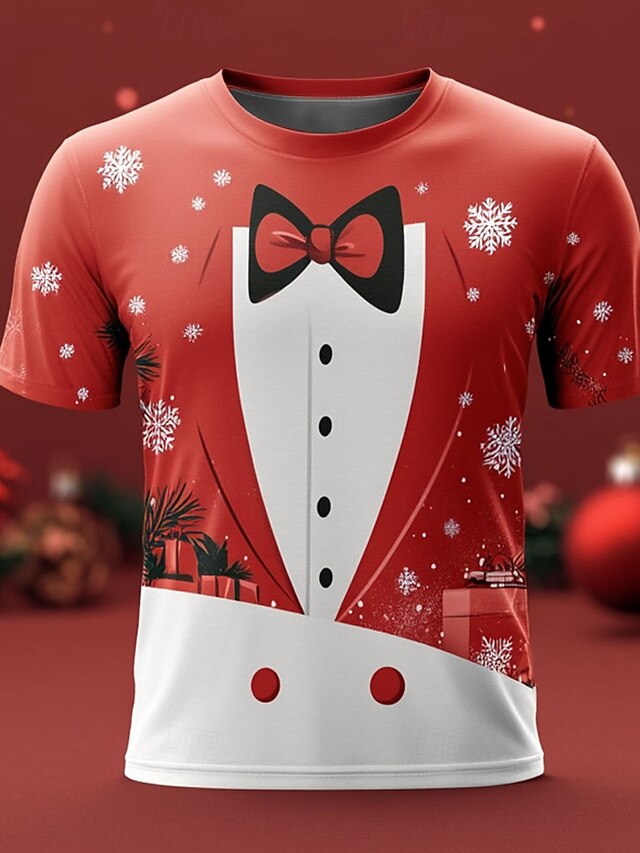 Snowflake Christmas Pattern Fashion Men's 3D Print T shirt Tee Party