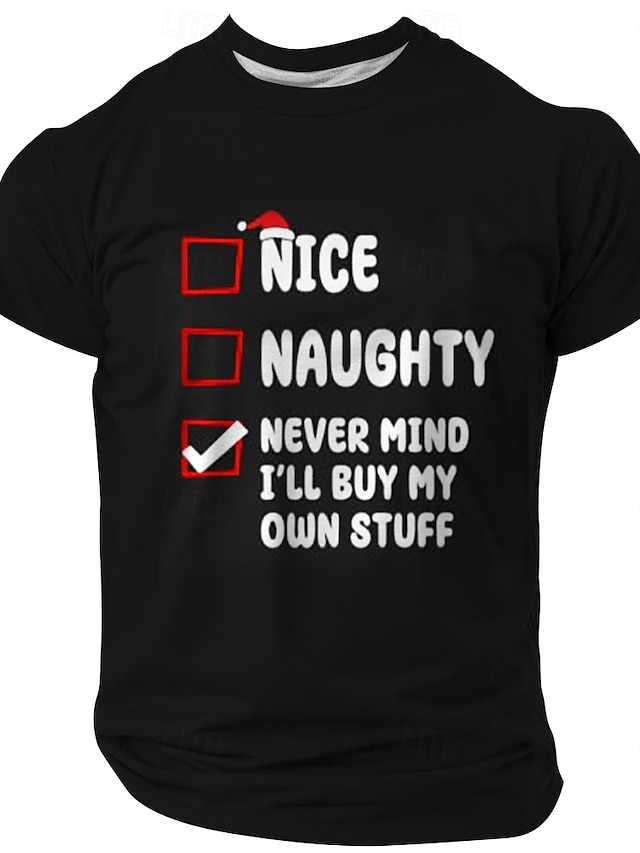 Christmas Men's Funny Christmas 3D Tshirts Text Hat Fashion Athleisure