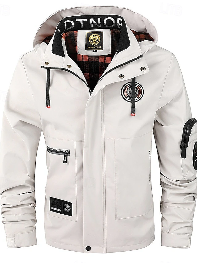 Men's Winter Coat Winter Jacket Sport Coat Raincoat Outdoor Camping & Hiking Waterproof Windbreaker Zipper Pocket Fall Winter Solid Color Fashion Streetwear Hooded Regular Black White Dark Red Jacket 10