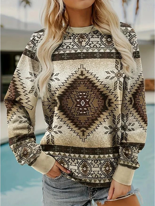 Women's Pullover Floral Print Fashion Casual Loose Fit Crew Neck Long Sleeve Inelastic Spring Fall Comfrt Breathable Soft Fabric 6