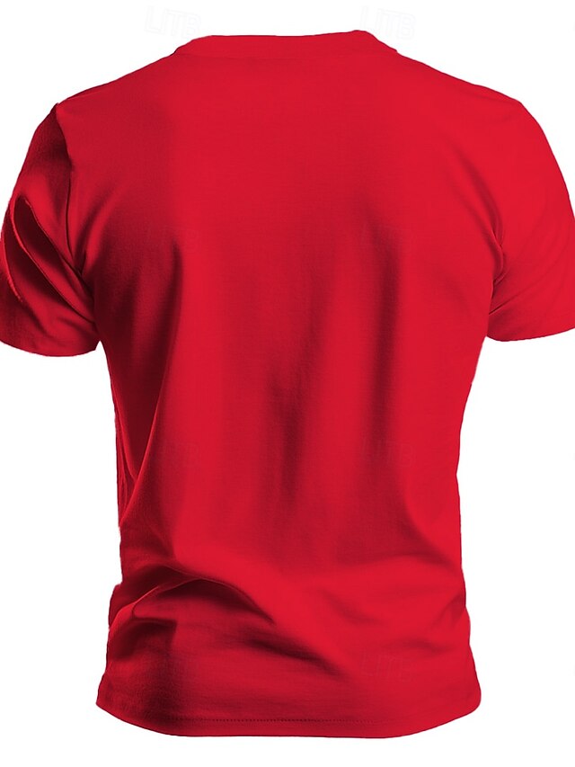 Christmas Men's Christmas Costume Graphic T Shirt Wine Red Tee Graphic