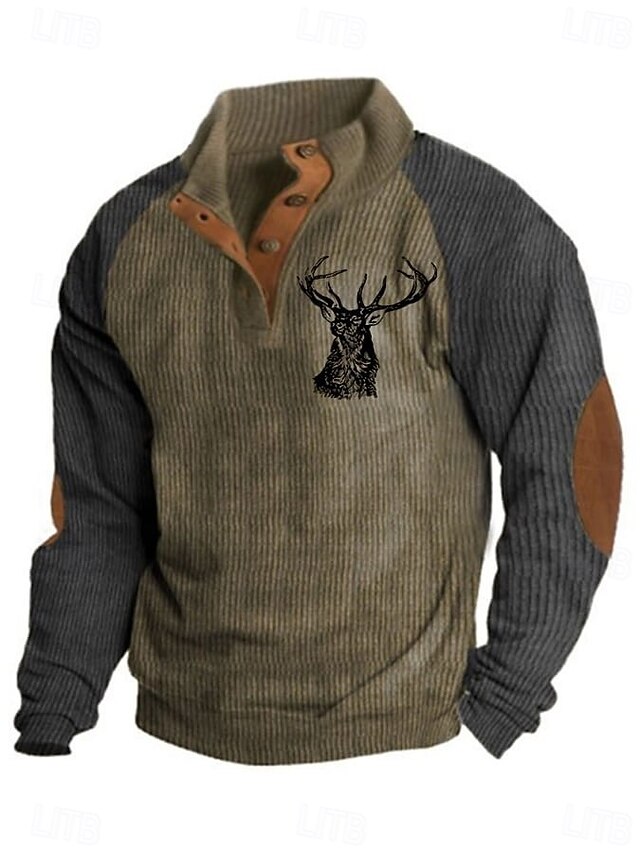 Men's Sweatshirt Black Navy Blue Brown Standing Collar Graphic Print Patchwork Daily Holiday Going out Polyester Streetwear Casual Fall Winter Clothing Apparel Hoodies Sweatshirts  Long Sleeve4