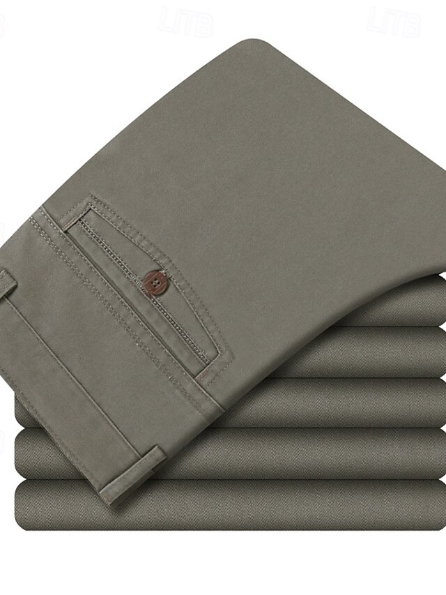  Hombre pantalones de traje Pantalones Chinos Botones Bolsillo Pierna recta Plano Comodidad Formal Fiesta Trabajo Moda Estilo clásico Negro Verde Oscuro Microelástico