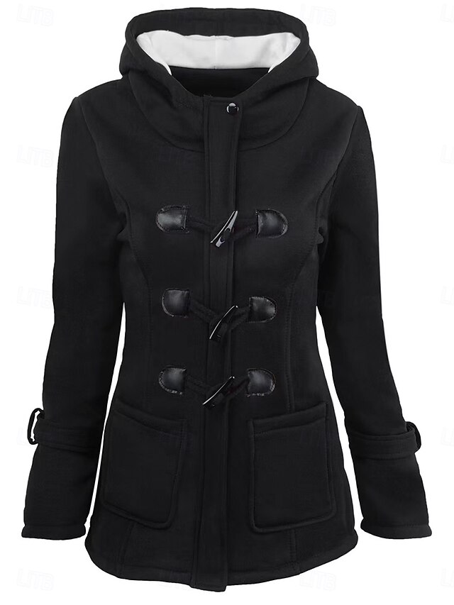  Femme Veste à capuche Chaud Respirable Poche Décontractées Style de rue Couleur unie Vacances Plein Air Usage quotidien Sortie Boutonnage Simple Sweat à capuche Standard manche longue Vêtements