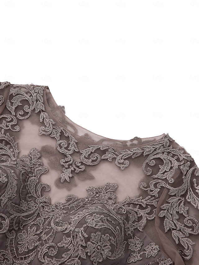 Cicinia A-Line Grape Mother Of The Bride Dress Plus Size Long Chiffon Lace Tea Length main image 0