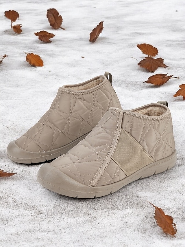 Women's Quilted Slip-On Winter Shoes – Cozy Fur-Lined, Waterproof Casual Boots for Cold Weather