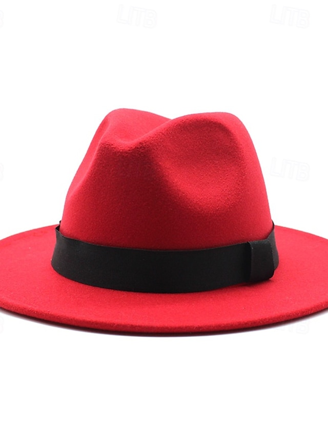  Miesten Kentucky Derby -hattu Aurinkohattu Cowboy hattu Fedora Trilby -hattu Musta Rubiini Villainen Vintage-tyyli Muoti 18. vuosisadalla Texasin osavaltio Päivittäin Teematapa Yksivärinen