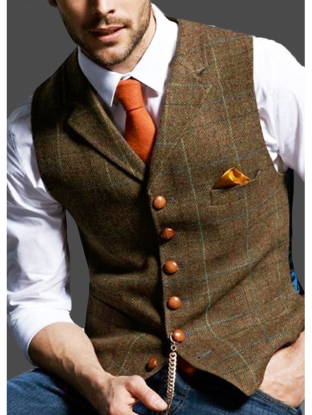  Rétro Vintage Veste Homme à Chevrons Coupe Sur-Mesure Cranté Droit à plusieurs boutons Bleu Vert Kaki 2023