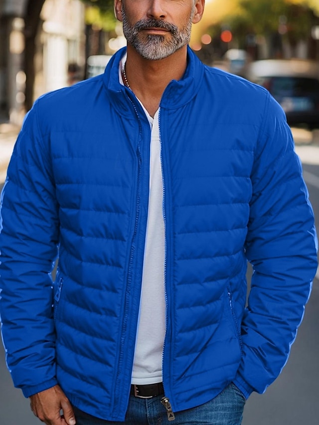  Homme Doudoune Zippé Poche Extérieur Cadeau Noël Intérieur Normal Classique Chaud Coupe Vent Respirable Hiver Automne Couleur unie Noir Rouge bleu marine Bleu Roi Doudoune