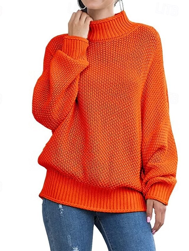 Women's Sweater Turtleneck Textured Knit Textured Fall Winter Going out