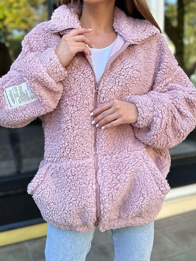 Women's Fleece Jacket Teddy Coat Warm Breathable Street Daily Wear