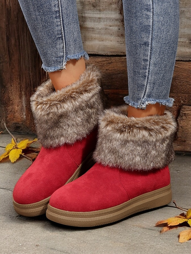 Women's Faux Fur-Lined Winter Ankle Boots with Suede Upper – Cozy Warm Footwear for Cold Weather 12
