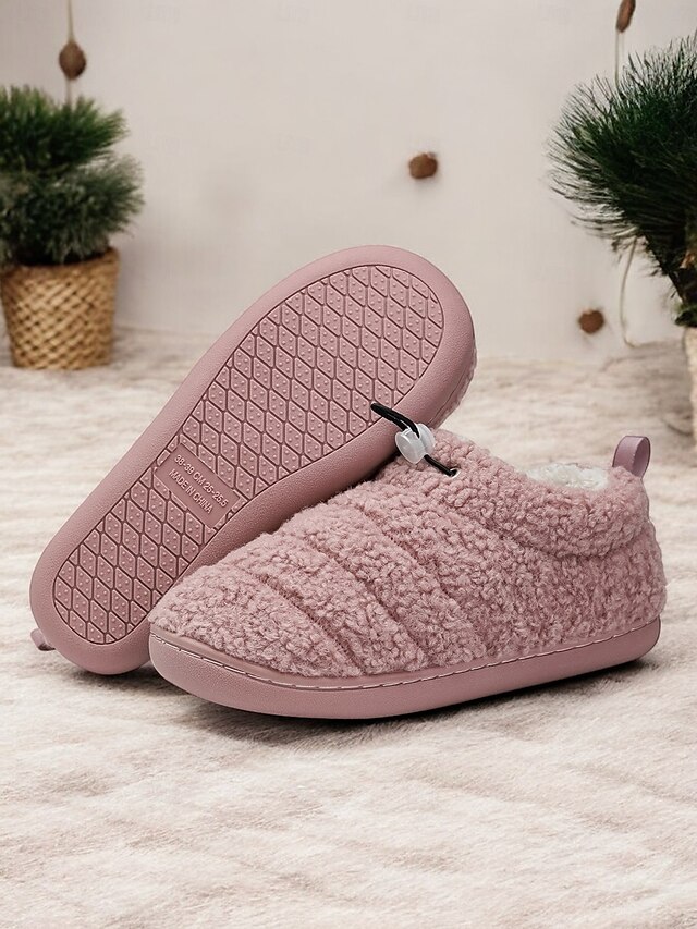  Cozy Fleece Lined Indoor Slippers with Non-Slip Sole – Warm Plush Home Shoes for Women