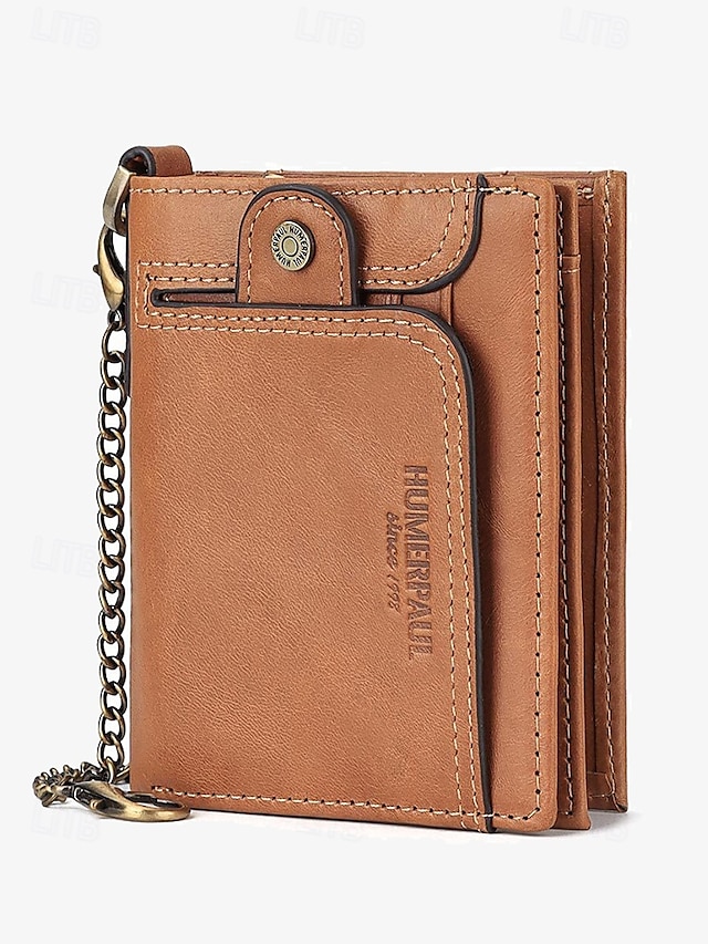 Men's Premium Cowhide RFID Blocking Wallet - Vintage Bifold Leather Wallet with Coin Zipper, Card Slots for Everyday Use