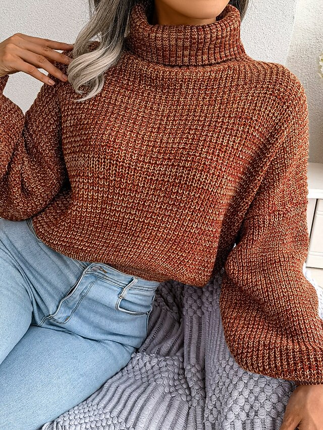 Women's Sweater HighNeck Green Chunky Knit Sleeve Tassel