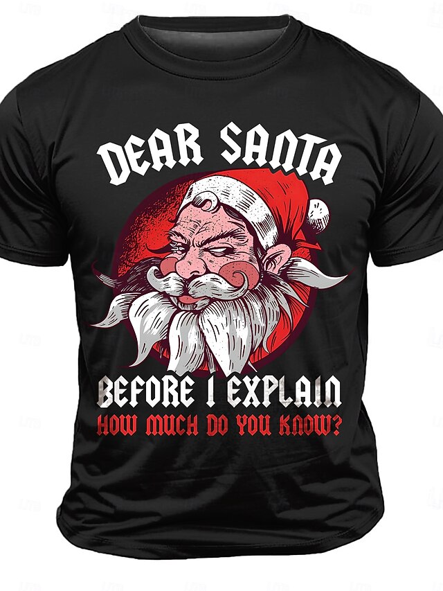 Santa Claus Retro Vintage Casual Street Style Men's 3D Print T shirt