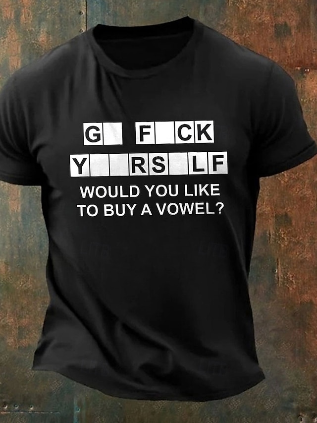 Letter Printed Funny Black Army Green T shirt Tee Men's Graphic 100