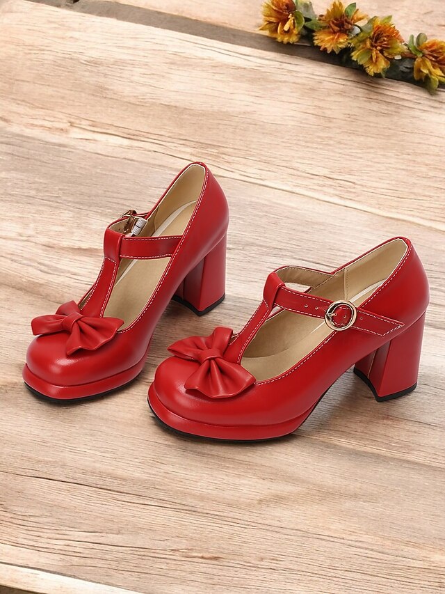 Women's Vintage Mary Jane High Heel Pumps with Bow Detail – Retro Block Heels for Party and Formal Occasions 16