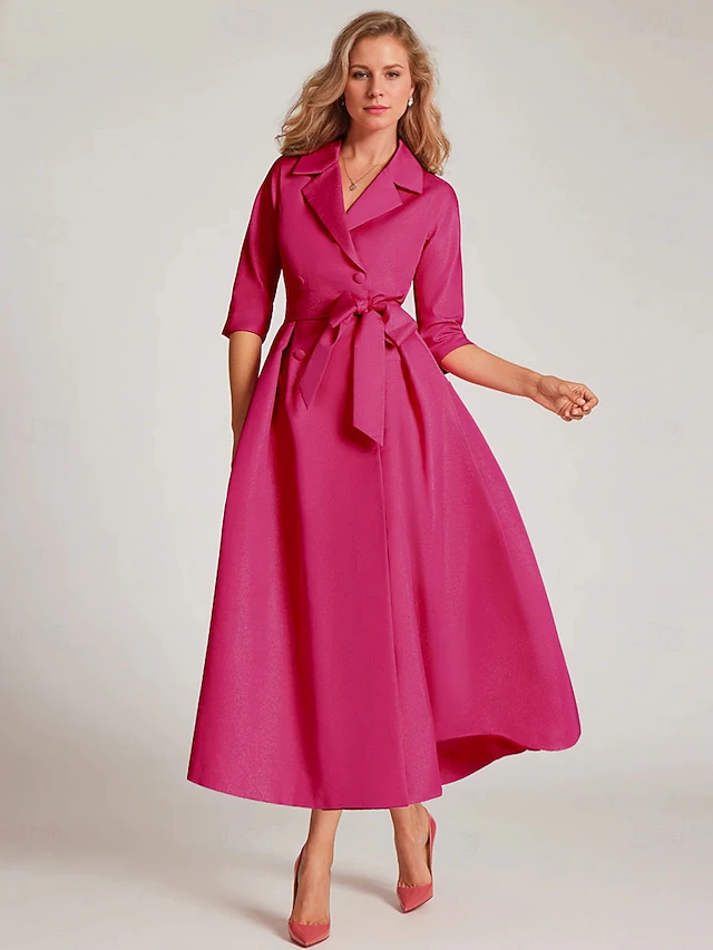 A-Line Robes Cocktail Satin Robe Élégante Robe Tuxedo Formelle Longueur ...