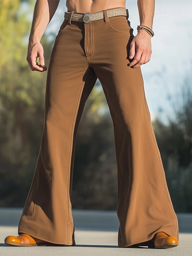  Pánské Rozšířené kalhoty Zvonové dno Kalhoty Kalhoty chinos Kalhoty pro volný čas Kapsy Straight-Leg Bez vzoru Pohodlné Yumuşak Plná délka Venkovní Denní Jdeme ven Módní Šik ven Černá Bílá Lehce