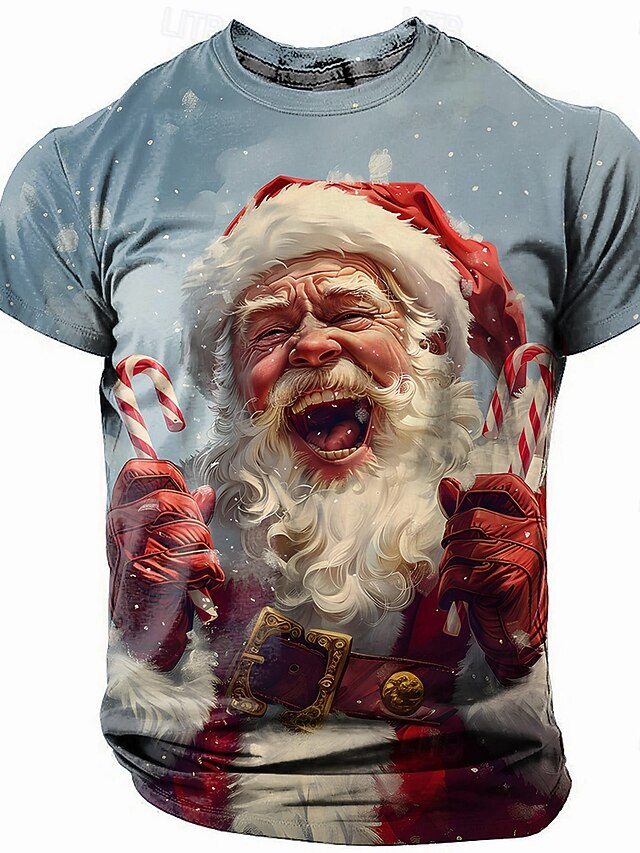 Santa Claus Casual Street Style Men's 3D Print T shirt Tee Christmas
