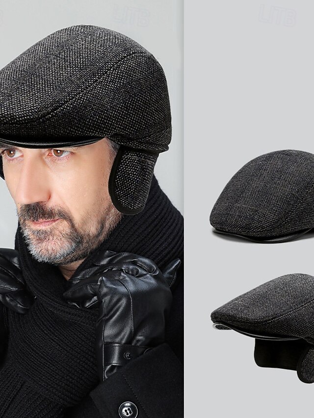 Men's Flat Cap Ascot Hat Newsboy Hat Black Brown Woolen Fashion Casual